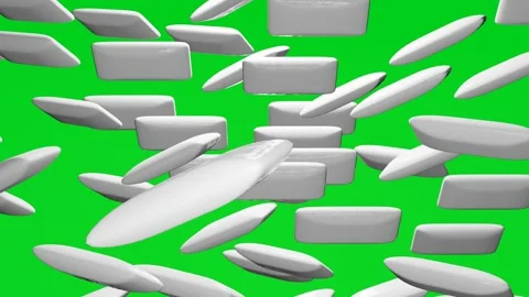 Many chewing gum flying to camera on chromakey background. Stick of chewing gum. Stock Footage 171317442