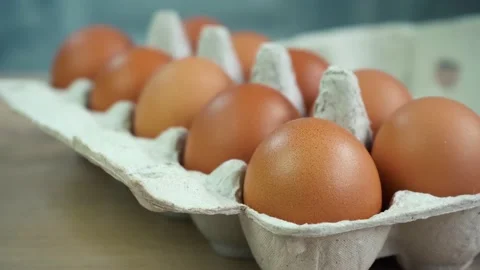 Many chicken eggs in a package Stock Footage 159720927