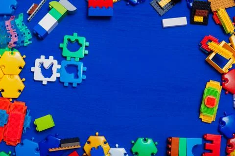 Many children's details for developing games boys and girls as a background Stock Photos