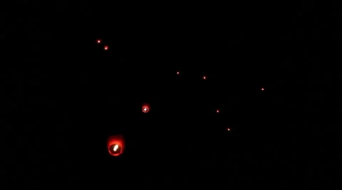 Many chinese lantern into the night sky Stock Footage 46257986