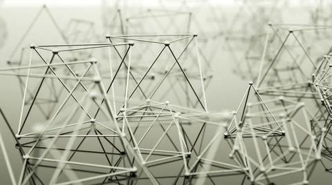 Many chrome-plated polygonal figures from atomic lattices. abstract backgroun Stock Illustration