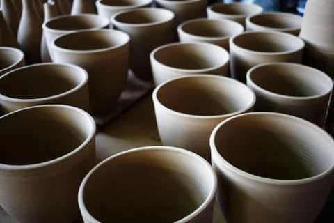 Many clay pots Stock Photos