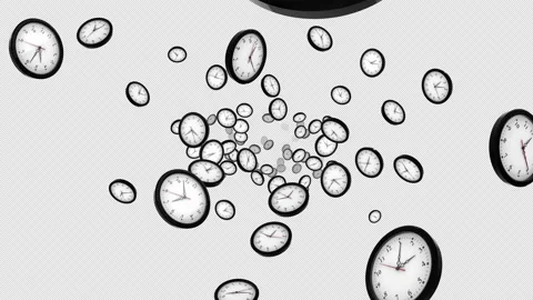 Many clock float toward the screen Stock Footage 143115269