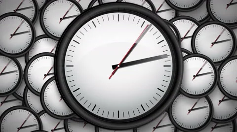 Many clocks flying in time lapse in 3D space Stock Footage 45045580