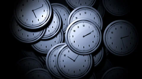 Many Clocks showing different times Stock Footage 37663324