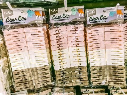 Many clothes clips Stock Photos