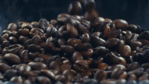 Many Coffee beans slow motion falling Stock Footage 103105998