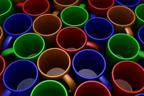 Many color ceramic cups Stock Illustration