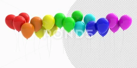 Many colored balloons on transparent background PSD Template