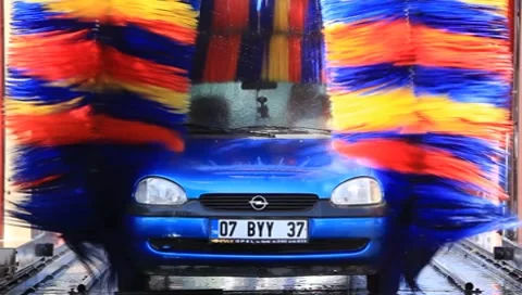 Many-colored car wash Stock Footage 8567554