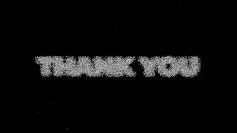 Many colored dots scattered randomly forming large THANK YOU text on black Stock Footage 308876131