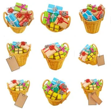 Many colored gift boxes Stock Photos