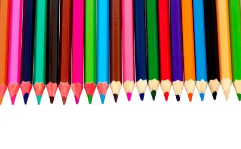 Many colored pencils Stock Photos
