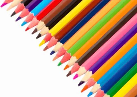 Many colored pencils Stock Photos