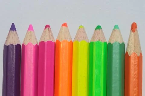 Many colored pencils. Stock Photos