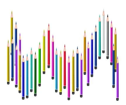 Many Colored Pencils on A White Background Stock-Illustration