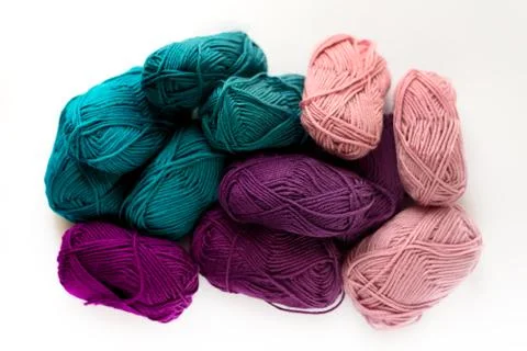 Many colored wool isolated on the white background. Stock Photos