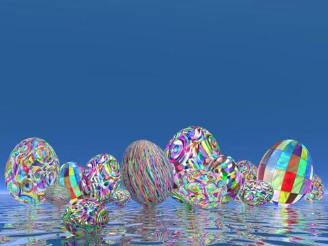 Many colorful Easter eggs concept - 3D render Stock Illustration