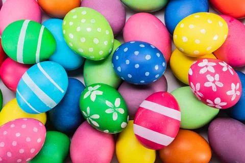 Many colorful easter eggs Stock Photos