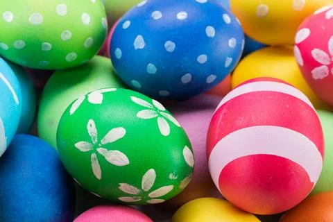 Many colorful easter eggs Stock Photos