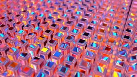 Many colorful geometric glossy objects change their forms 3d 4K animation Stock Footage 205223738