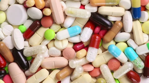Many colorful medication pills Stock Footage 24480475