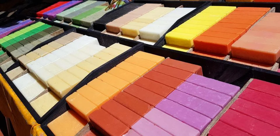 Many colorful soaps in a stack Stock Photos