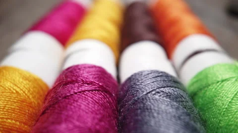 Many colorful spools of thread Stock Footage 171390218
