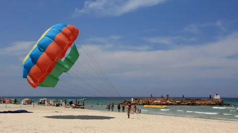 Many-coloured parachute Stock Footage 777352