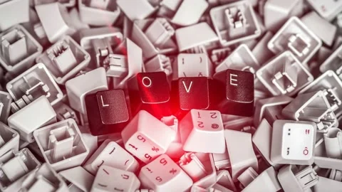 Many computer keys on background with written word Love Stock Footage 169399044