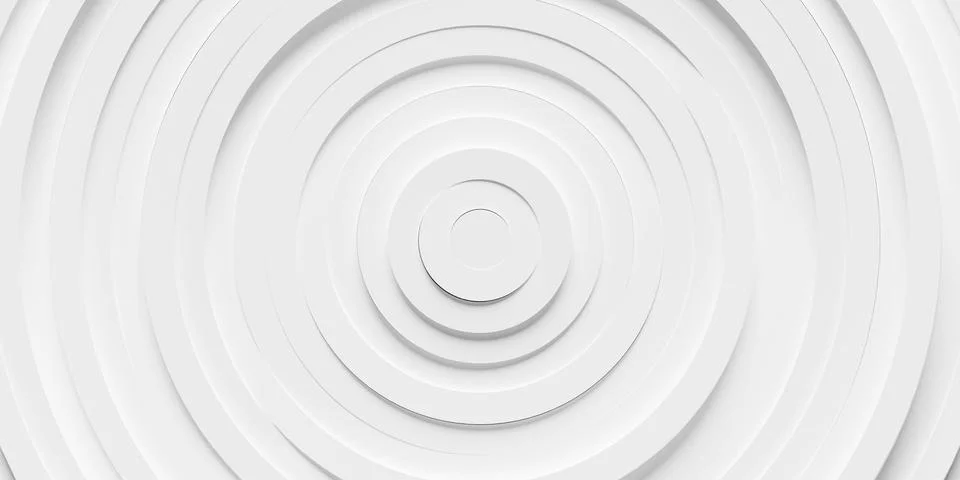 Many concentric random offset white rings or circles background wallpaper ban Stock Illustration