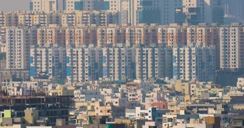 Many concrete structures and homes in Hyderabad city, is the fourth most po.. Video stock 274853346