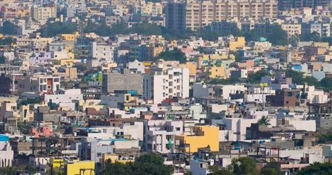 Many concrete structures and homes in Hyderabad city, is the fourth most po.. Stock Footage 274853459
