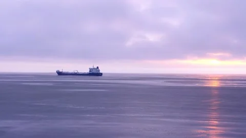 Many container cargo freight ships at arctic ocean Video stock 140248495