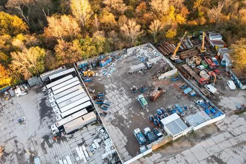 Many containers for collecting and sorting metal and various waste for furt.. Stock Photos