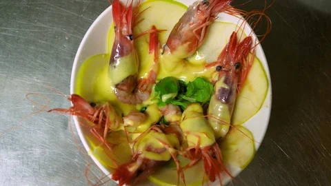 Many cooked shrimps Stock Footage 117920560