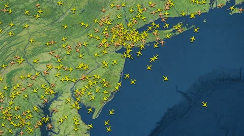 Many crowd airplanes flight above New York 4K Video stock 56563465