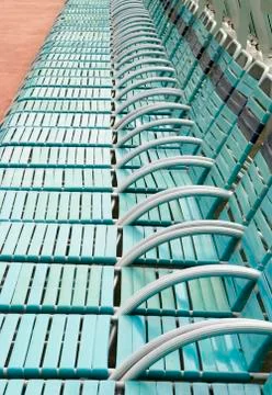 Many deck chairs Stock Photos