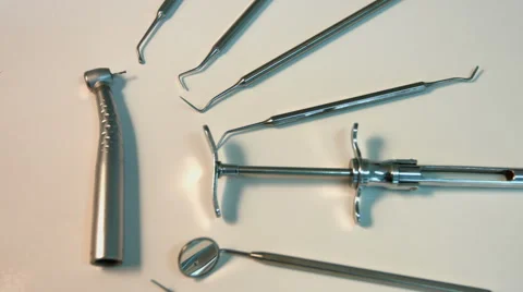 Many dental instruments. Close-up. Focus in. Stock Footage 67265988