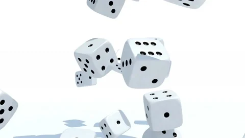 Many dices fall on white background, 3d animation Stock Footage 131511478