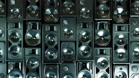 Many different acoustic systems covering the entire wall Stock Footage 283555812