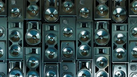 Many different acoustic systems covering the entire wall Illustrazione stock
