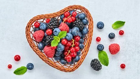Many different berries vitamin layout Stock Photos