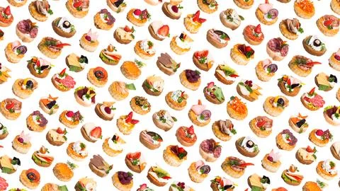 Many different canapes on a white background many different canapes on a whit Stock-Fotos
