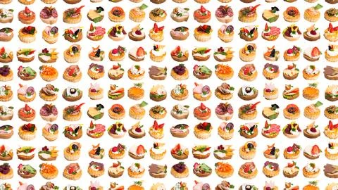 Many different canapes on a white background many different canapes on a whit Stock Photos
