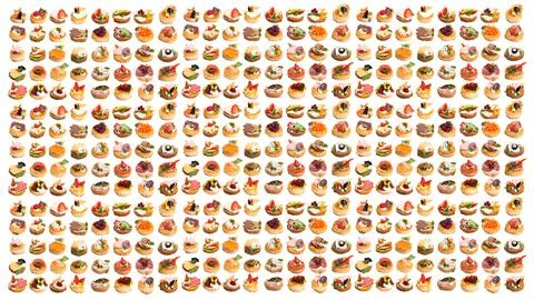 Many different canapes on a white background many different canapes on a whit Stock Photos