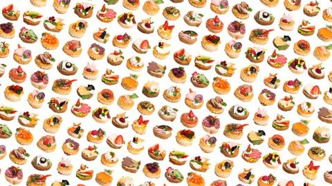 Many different canapes on a white background many different canapes on a whit Stock-Fotos