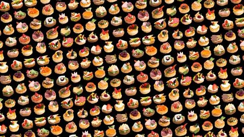 Many different canapes on a white background many different canapes on a blac Stock Photos
