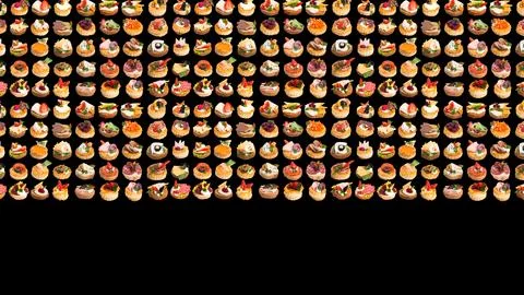 Many different canapes on a white background many different canapes on a blac Stock-Fotos
