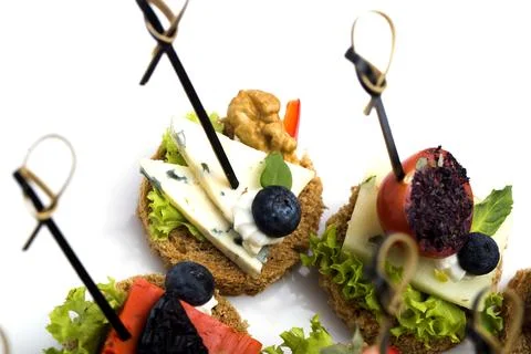 Many different canapes on a white background 写真素材
